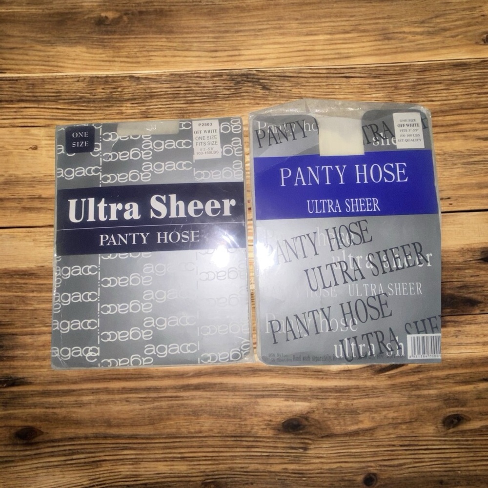 Ultra Sheer Pantyhose Off White One Size Queen Size 2pk NEW